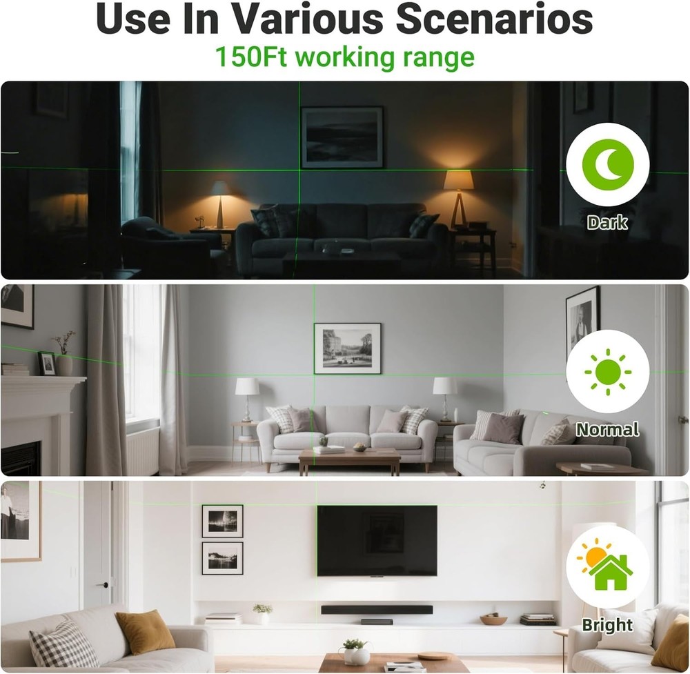 Professional-Grade Laser Level with 197ft Pulse Mode & Adjustable 40in Tripod