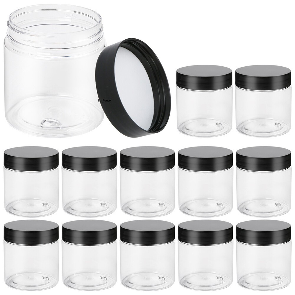 12PCS 4oz Plastic Jars with Lids Makeup Storage Containers Spatula for Sample