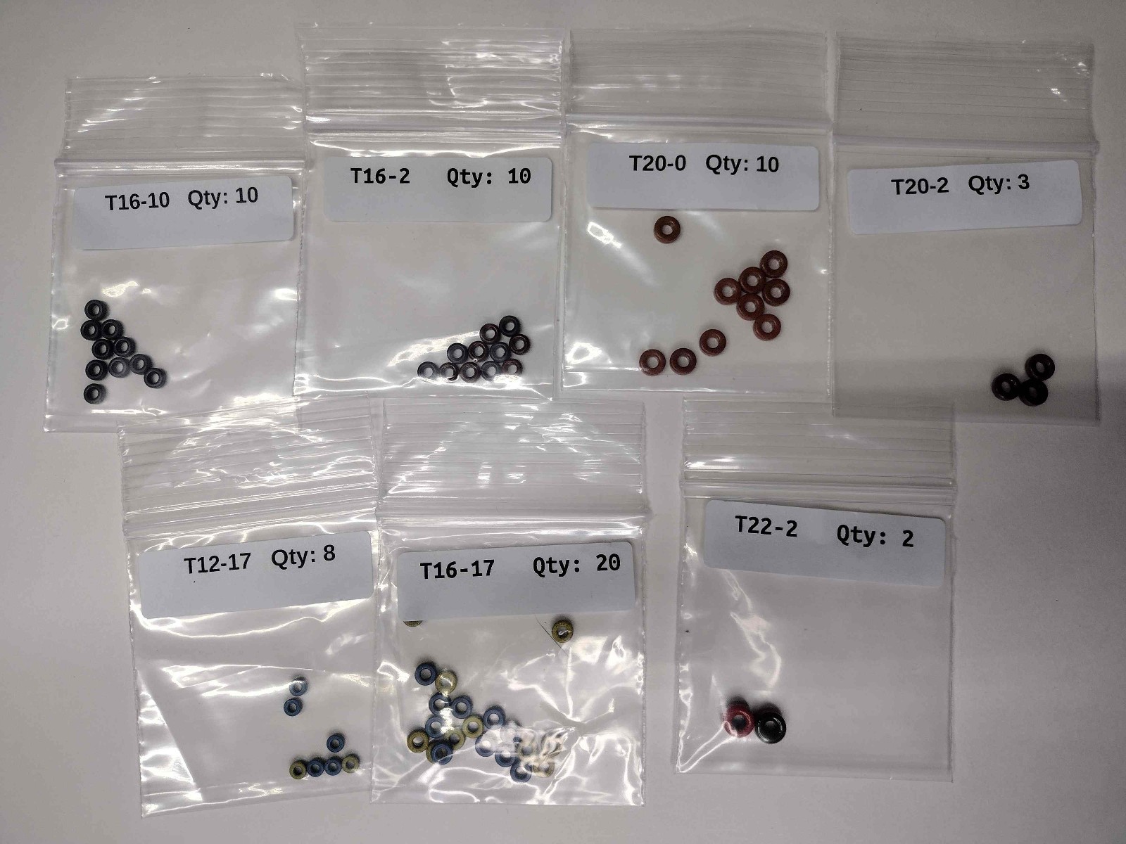 RF Toroid Assortment MicroMetals Fair-Rite 28 Values 492pcs Total