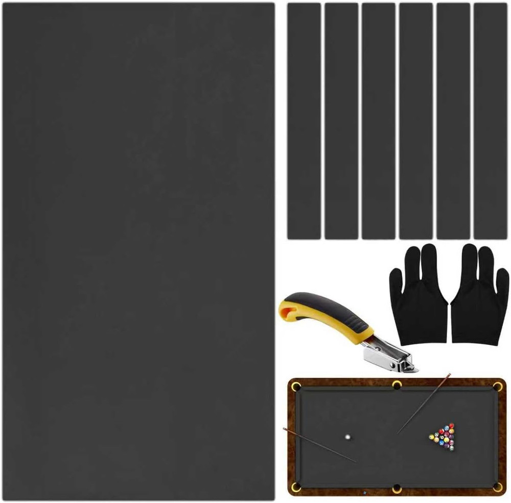 Pre-Cut Pool Table Felt Replacement Kit - 8Ft Billiard Cloth W/Gloves, Strips &