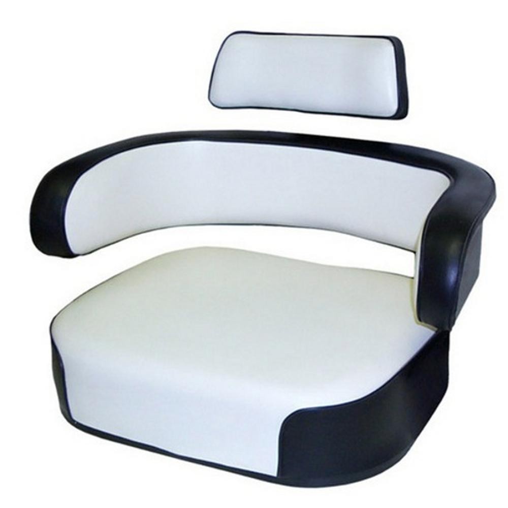 Seat Cushion Set 3 Piece Vinyl White/Black Fits International 706 966 766 1066