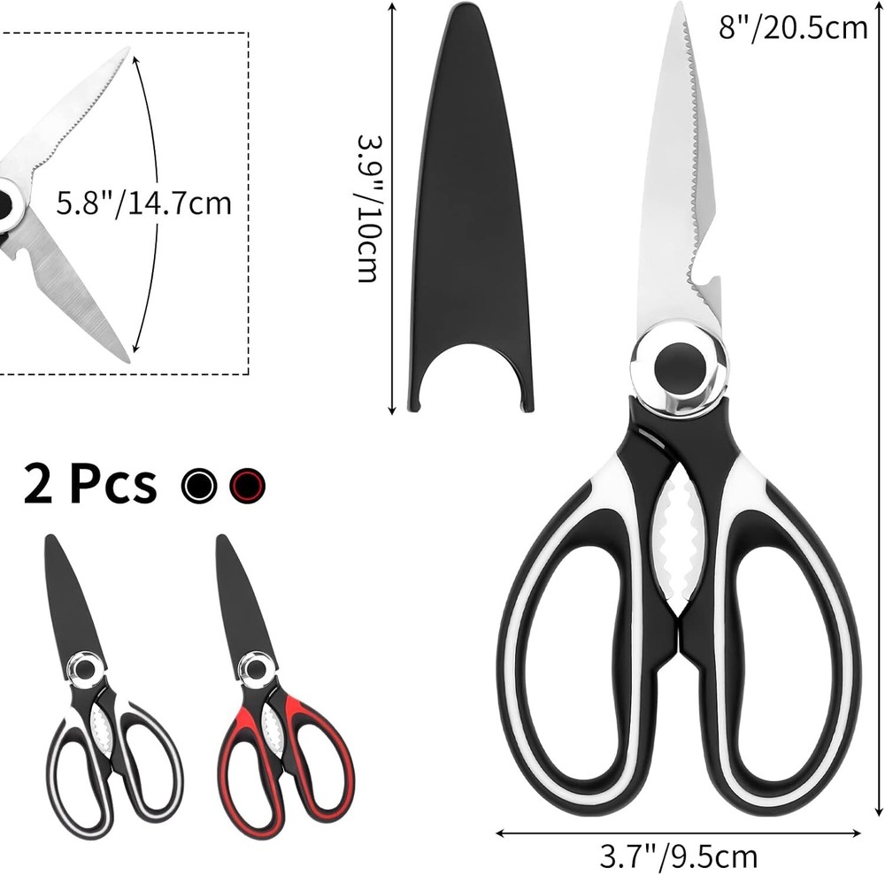 2-Pack Kitchen Scissors Heavy Duty Multi-Purpose Food Shears Dishwasher Safe