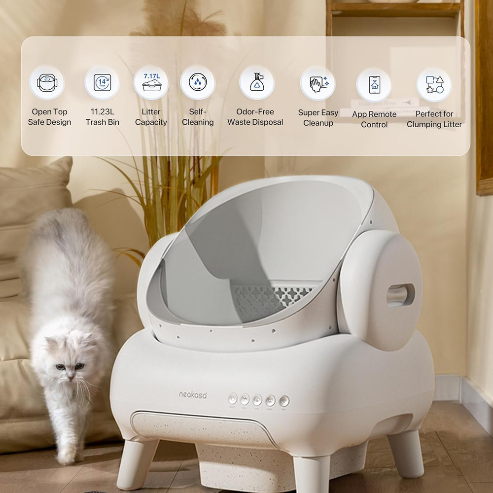 M1 plus Lite Open-Top Self Cleaning Cat Litter Box, Automatic Cat Litter Box wit