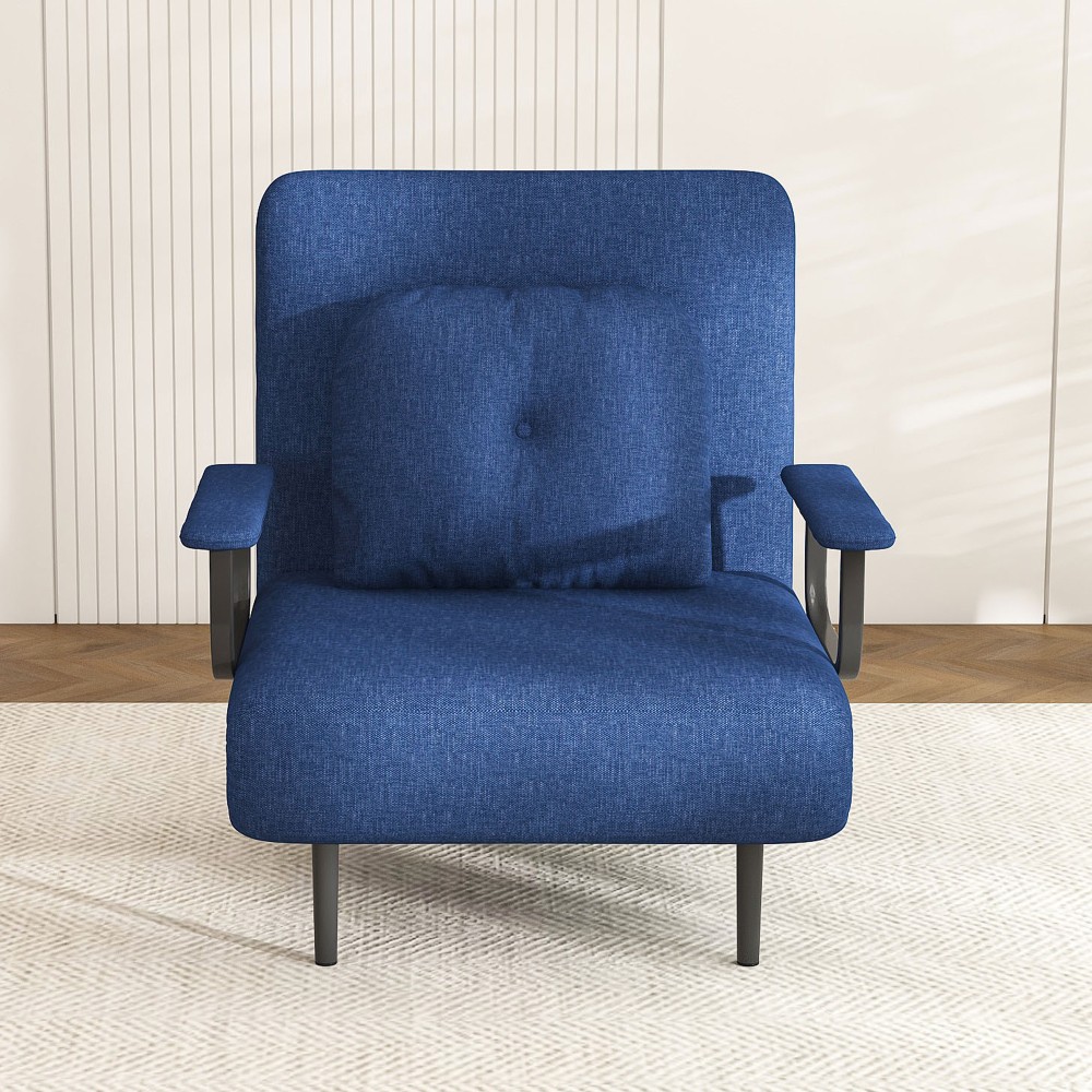 3-in-1 Folding Sofa Bed w/ Adjustable Backrest - Space-Saving Sleeper Blue