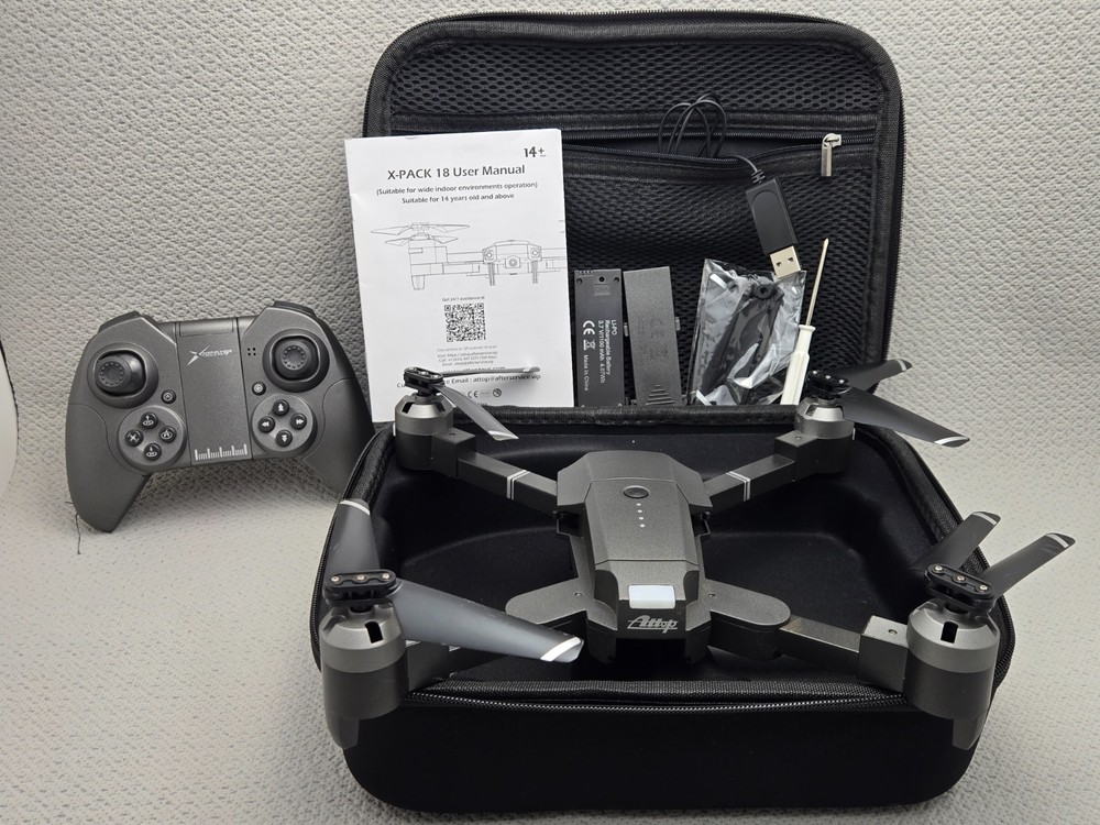 Attop X-PACK 18 Quadcopter Drone with Controller, 2 Batteries & Case