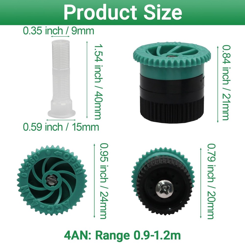 Variable Arc Nozzle, 10 Pcs Adjustable Sprinkler Heads Replacement with Pop U...