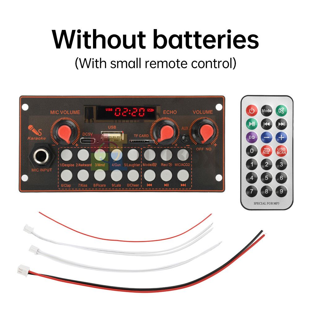 DC 5V MP3 Bluetooth Decoding Amplifier Board with Microphone Function FM 2*10W