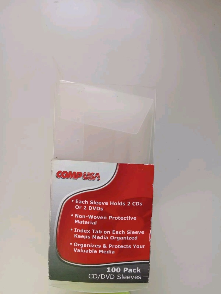 COMP USA 100 CD/DVD Sleeves 100 Pack NOB