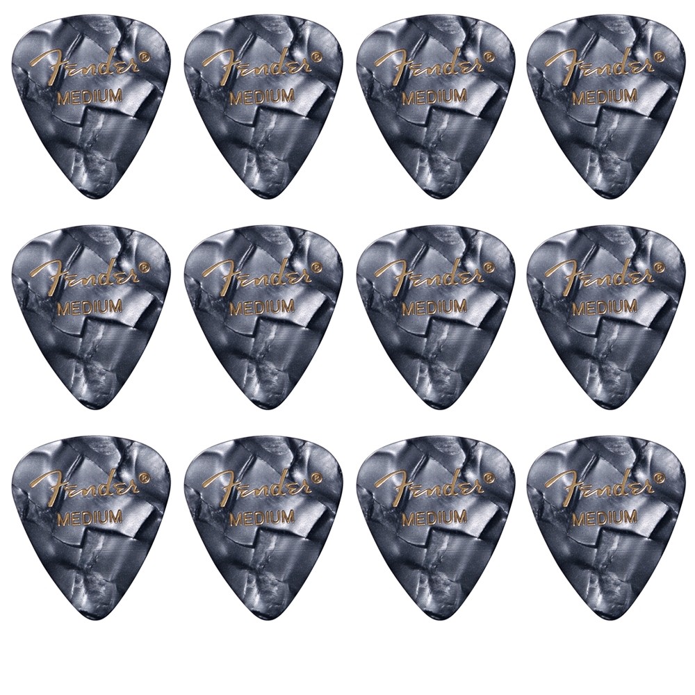 Fender 351 Premium Celluloid Electric Guitar Picks Black Moto Medium 12-Pack