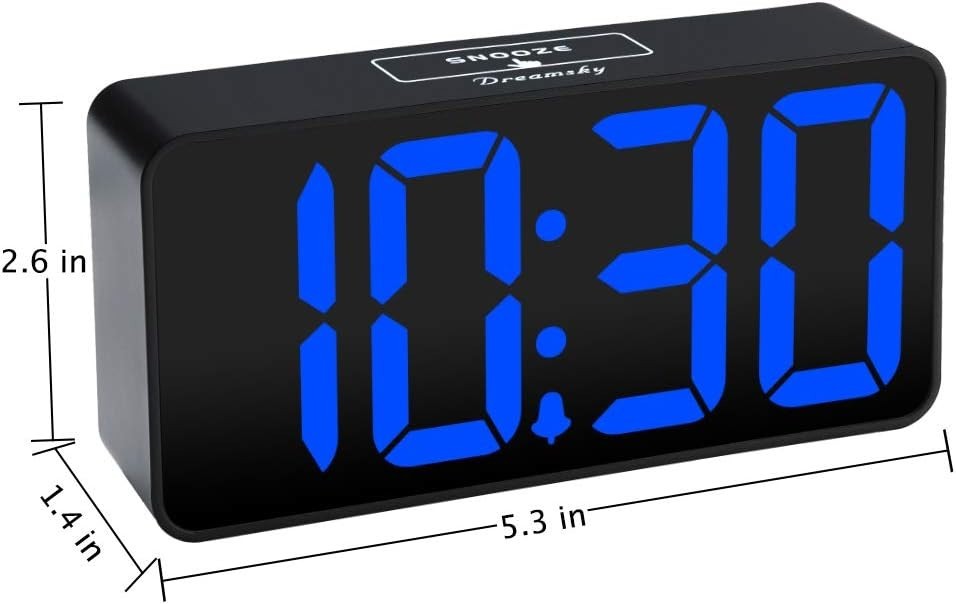 Compact Digital Clock with Jumbo Display, USB Charging & Adjustable Alarm Volume