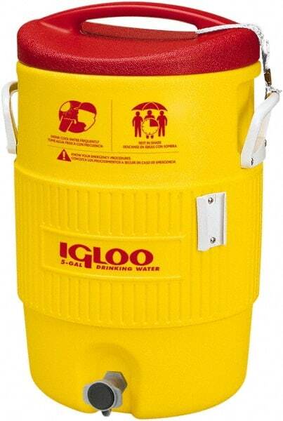 Igloo 48153 5 Gal Beverage Cooler, Plastic, Yellow/Red