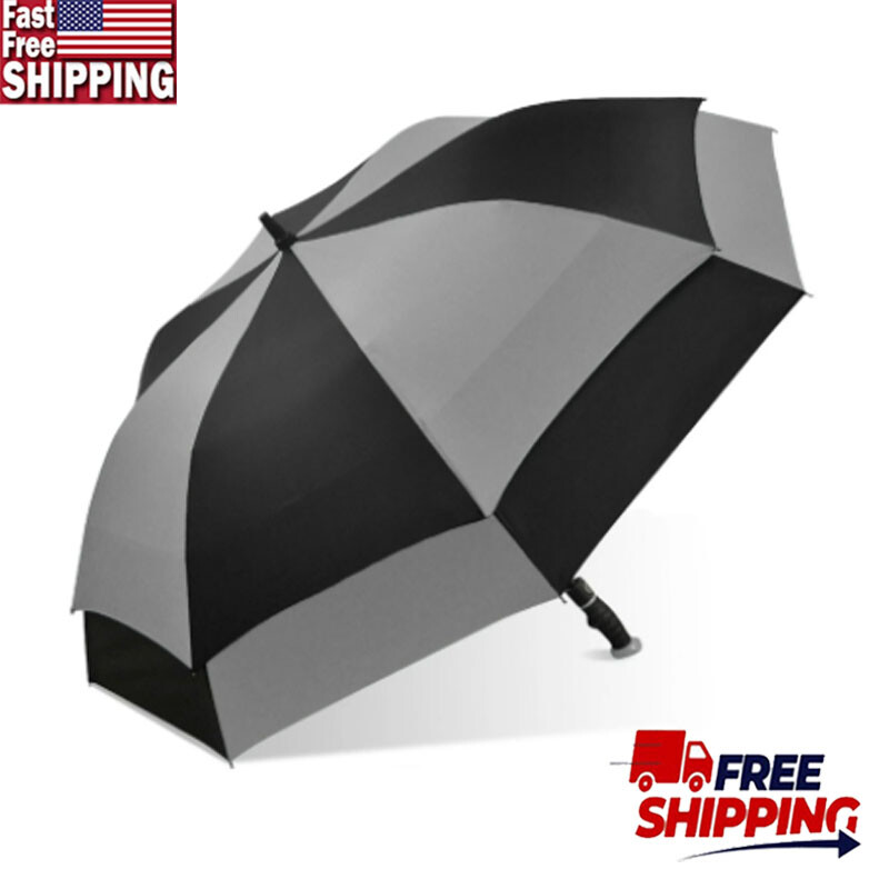 Double Canopy Automatic Open Golf Rain Umbrella Potable Umbrella Windproof US