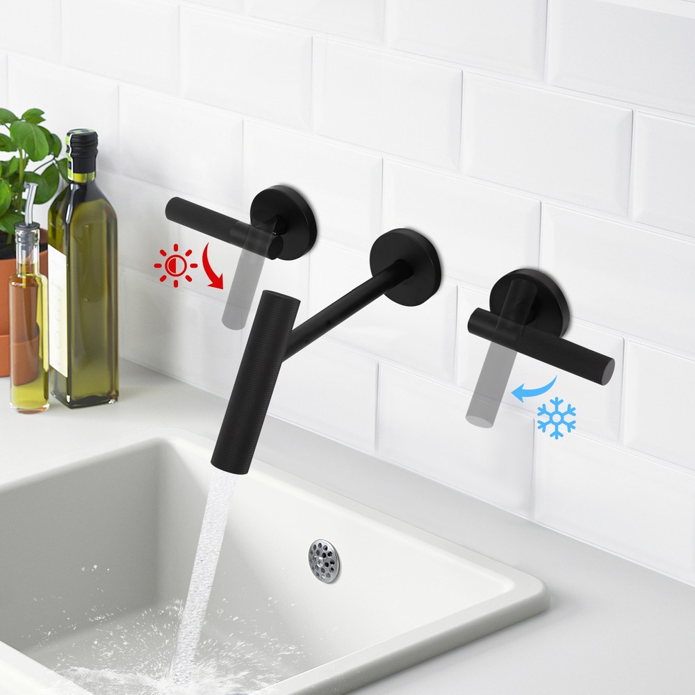 3-hole Bathroom Faucet Wall-Mounted Multi-function Sink Faucets With 2 Handles