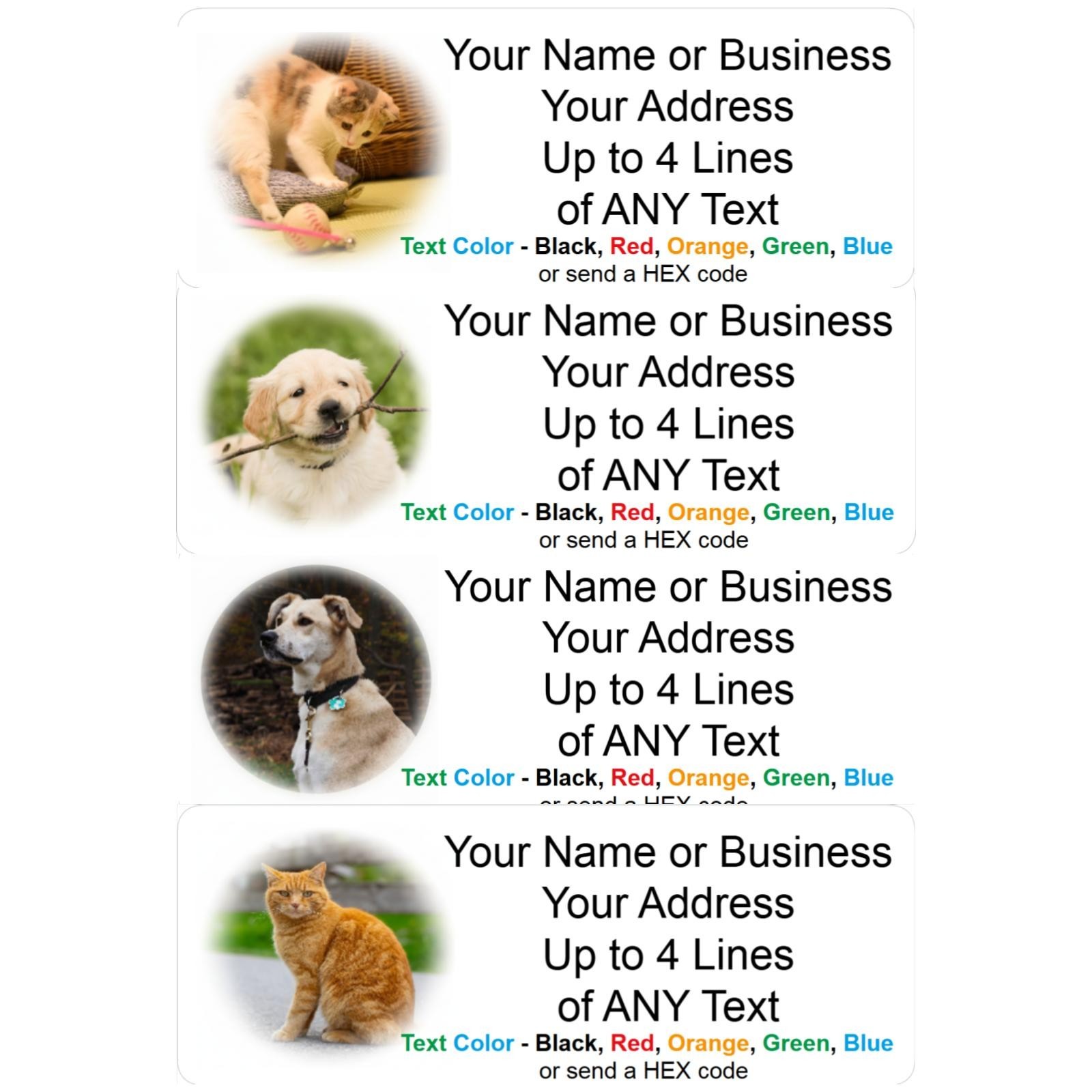 60 Personalized Address Labels with Your Pet Photo Custom Stickers Tag Free Ship