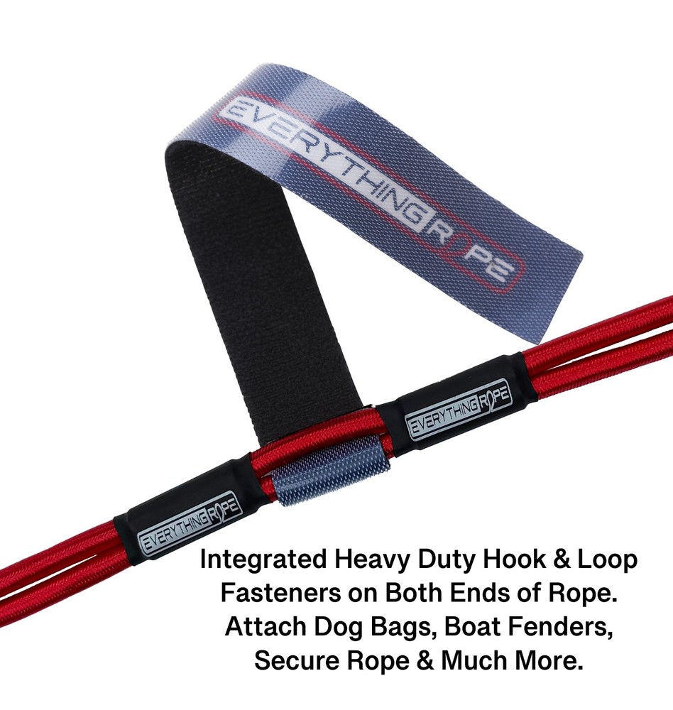 Red - Everything Rope Bungee Cord with Hooks, Adjustable Shock Cord