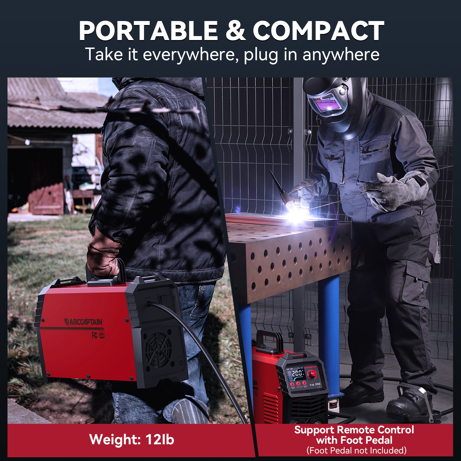 ARCCAPTAIN TIG Welder 200A High Frequency 110v/220v Dual Voltage TIG/Stick/Arc