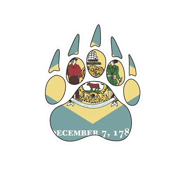 Delaware State Shaped Bear Print Sticker Decal