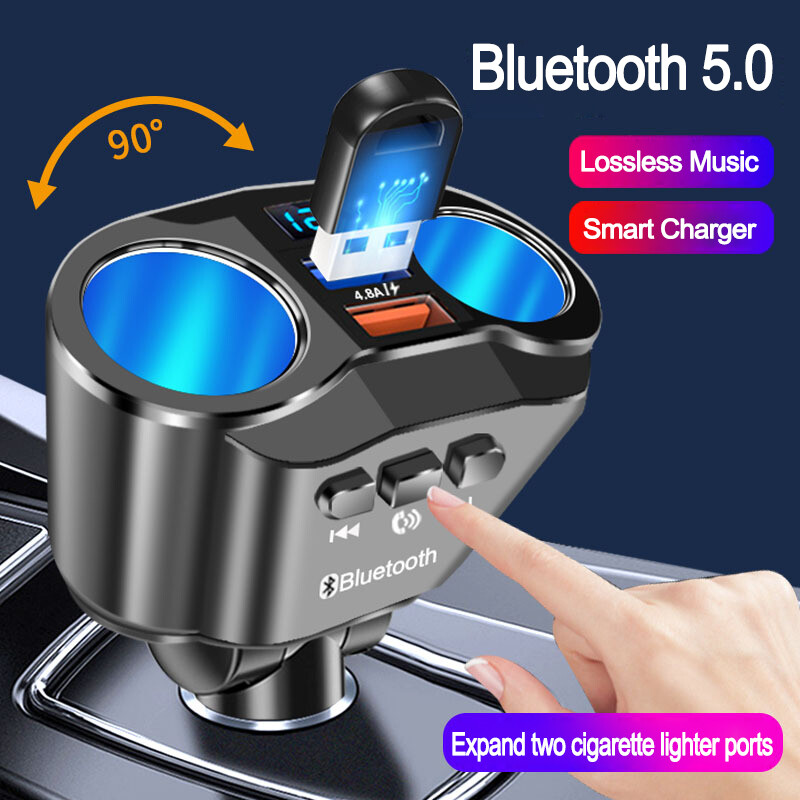 2 Way Car Cigarette Lighter Socket Splitter Dual USB Charger Adapter Hands-Free