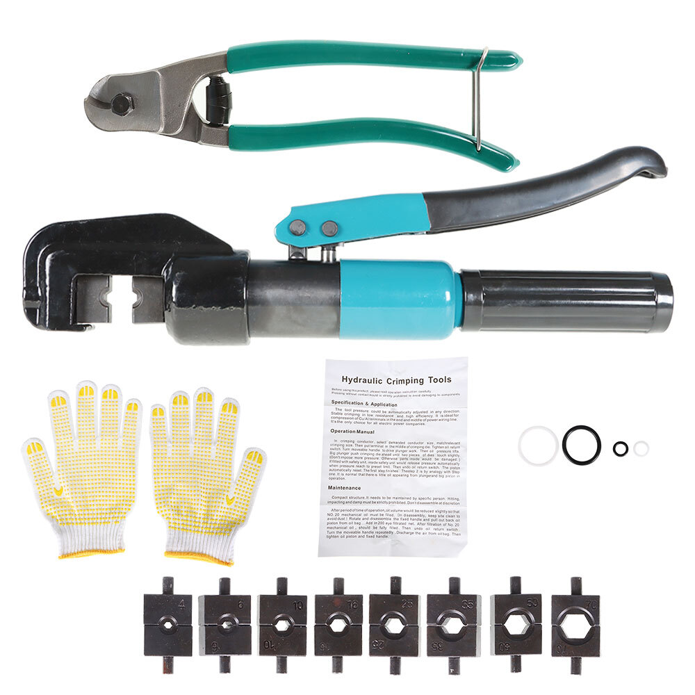 10 Ton Hydraulic Crimper Crimping Tool WIth 9 Dies Wire Battery Crimper Tool New