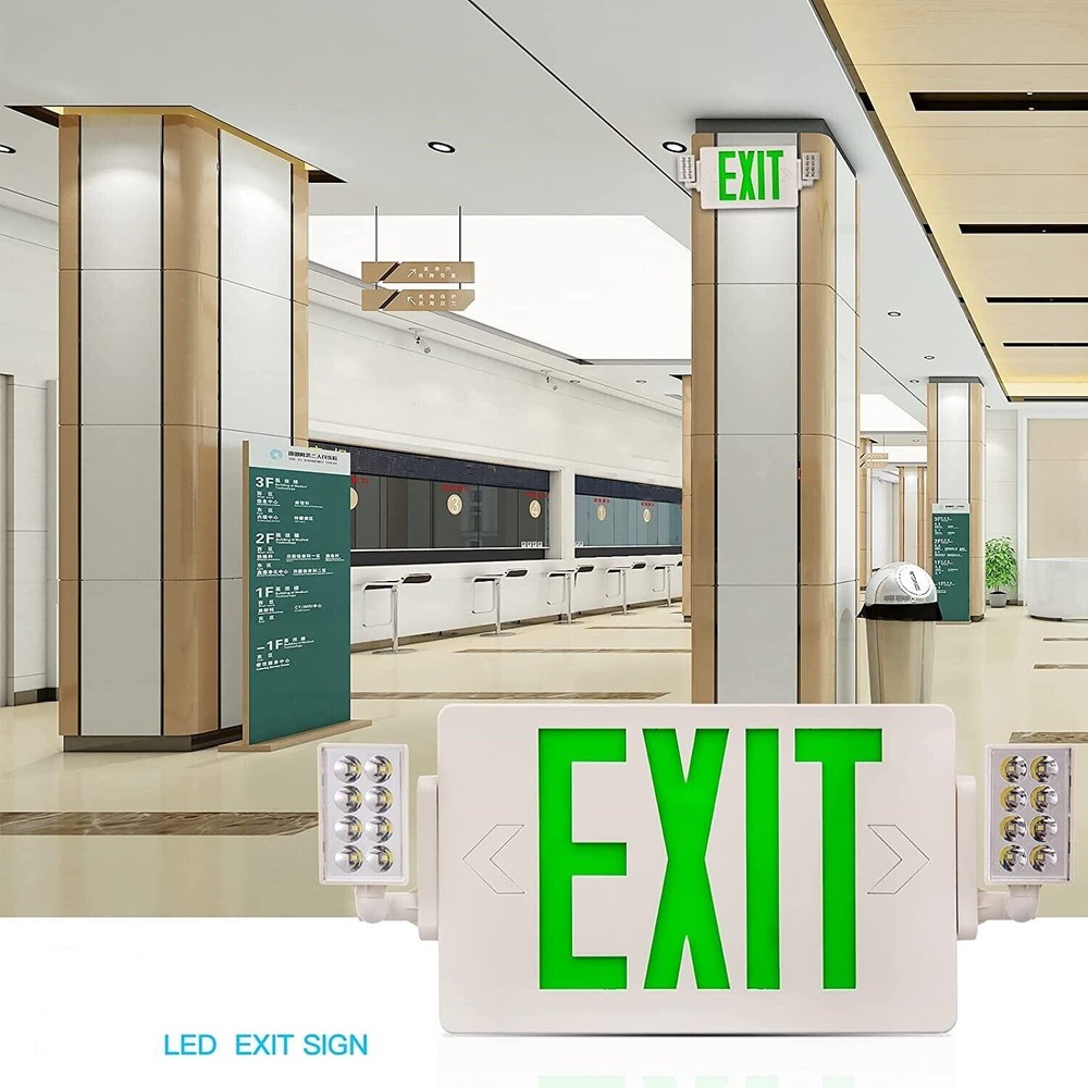 UL Listed 6 PACKS Led Green Exit Sign with Battery Backup Combo Exit Lighting