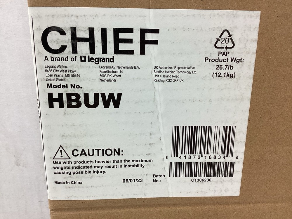 Chief Heavy Duty VCM Universal Interface Bracket (White) - HBUW