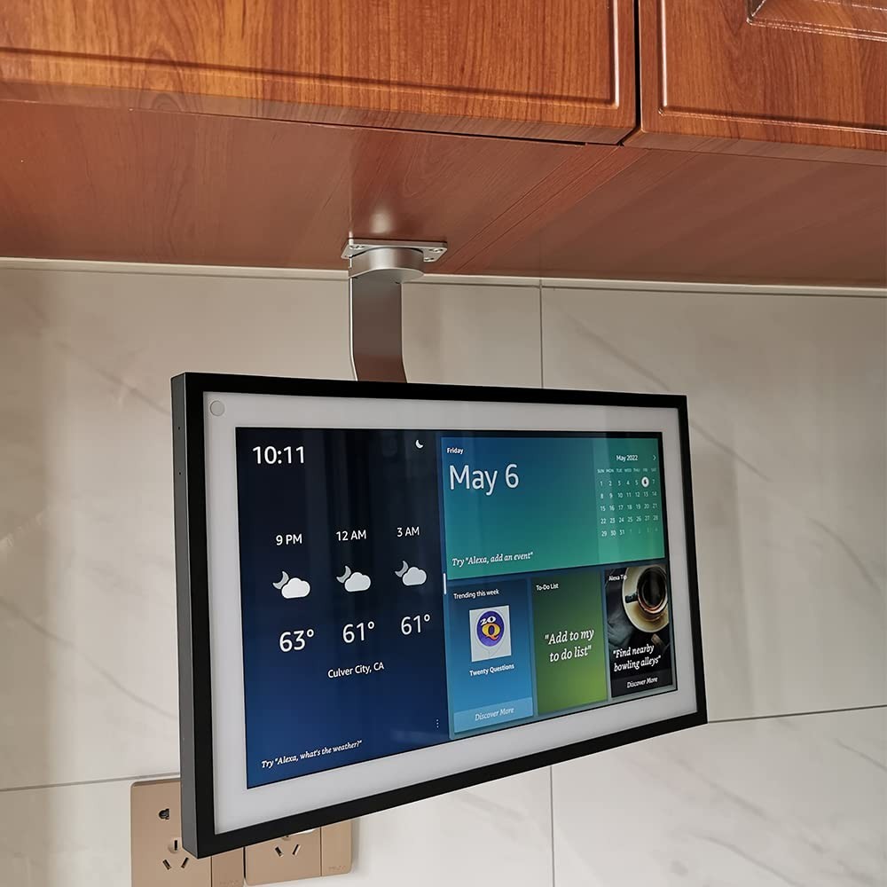 Under-Cabinet Mount for Echo Show 15 - Space-Saving, Adjustable, Silver 026-02