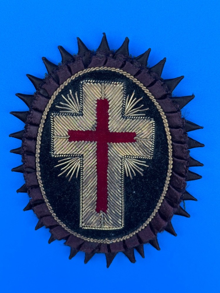 Masonic Past Commander Chapeau Patch Knight Templar Rosette with Rays Antique