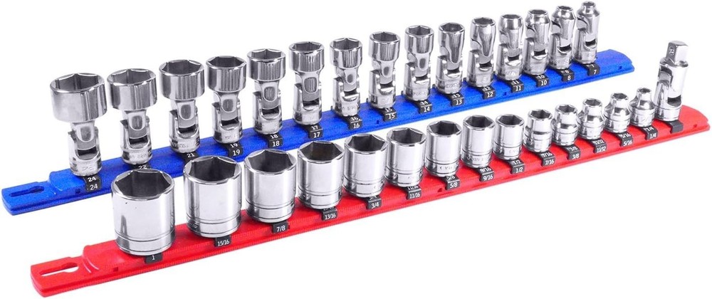 Compact 8-Inch Socket Organizer with 9 Twist Lock Clips - Locking Mechanism