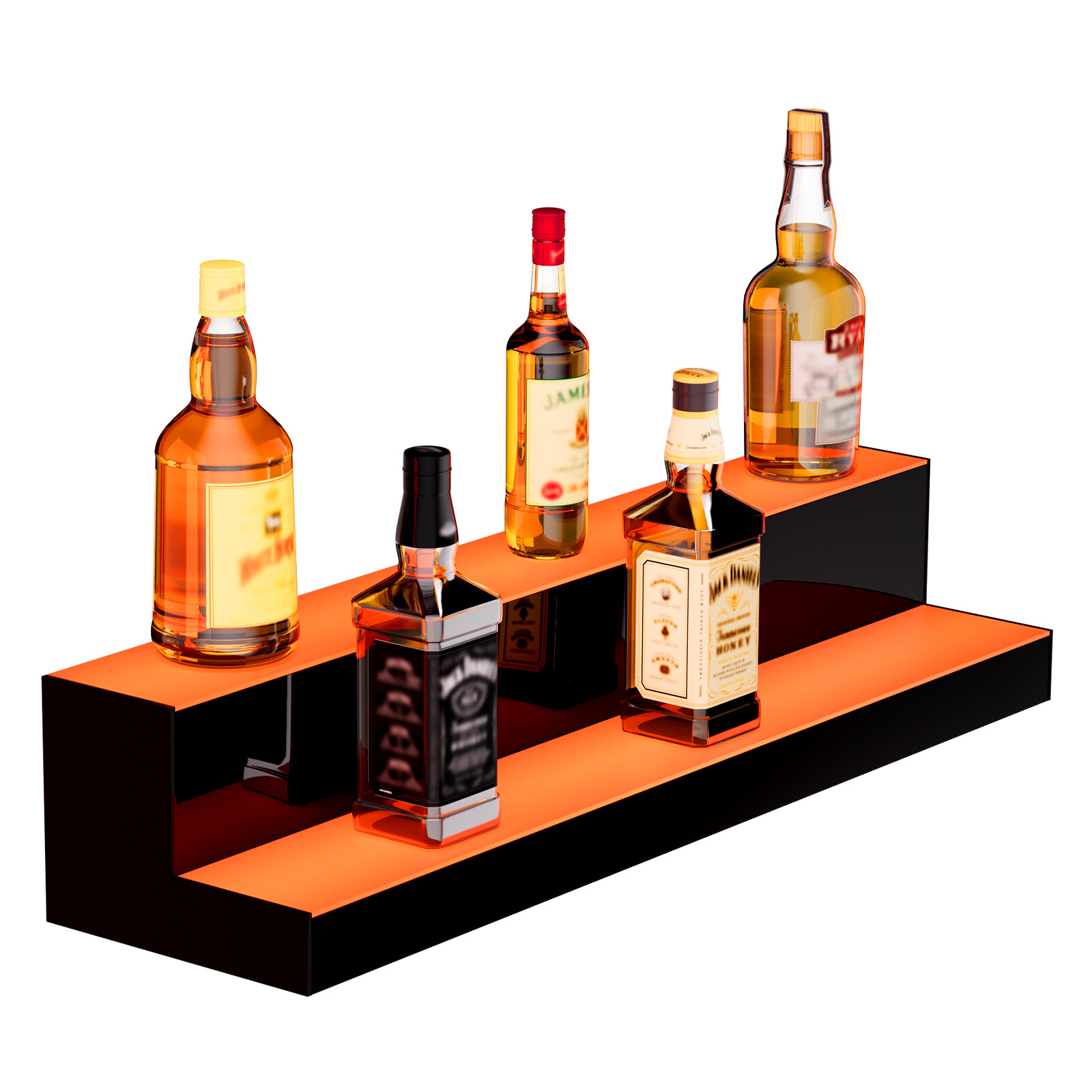VEVOR LED Lighted Liquor Bottle Display Bar Shelf RF & App Control 30" 2-Step