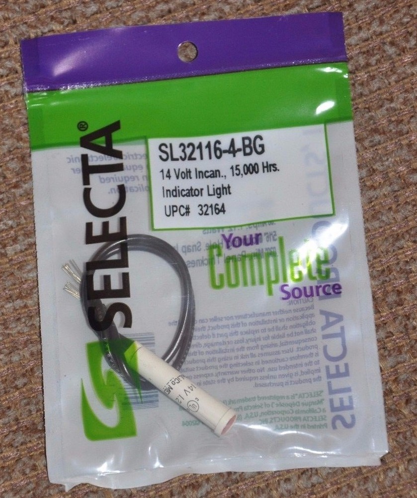 NEW Selecta Switch SL32116-4-BG Neon Amber Indicator Light 14 Volt