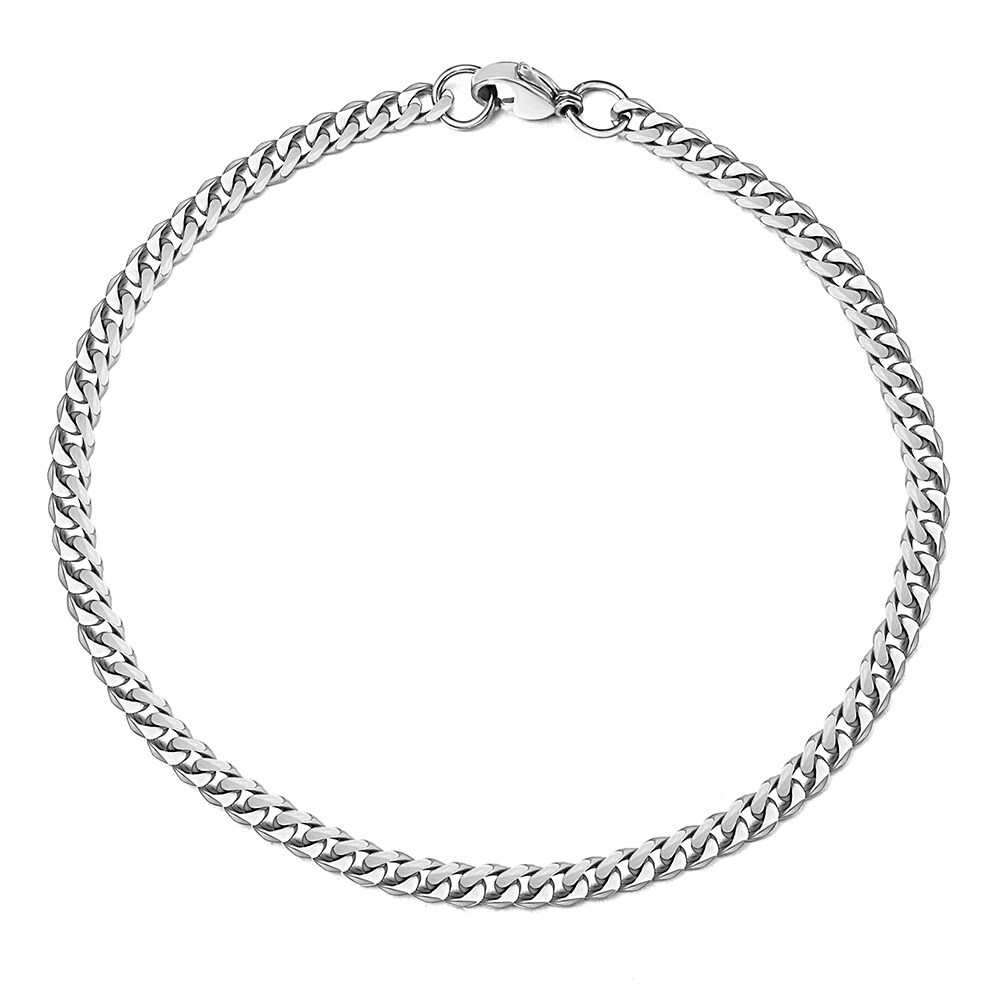 3/5/7/9/11mm Silver Curb Cuban Stainless Steel Bracelet Men Women Chain 7-11inch
