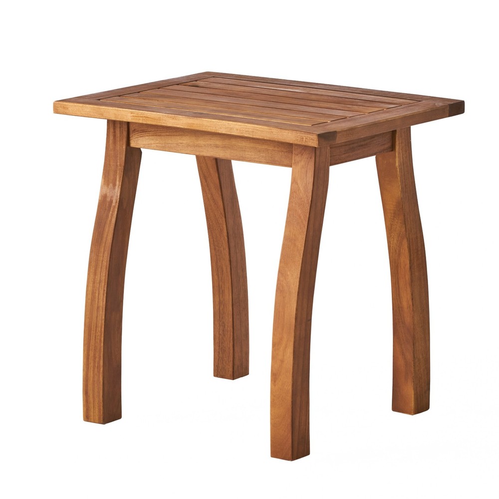 Outdoor Acacia Wood Square End Table, Teak