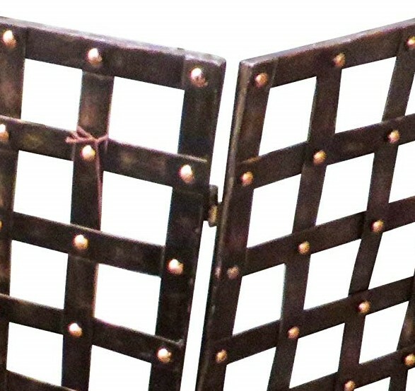 Gothic Old World Iron Nailhead Fireplace Screen Firescreen Lattice