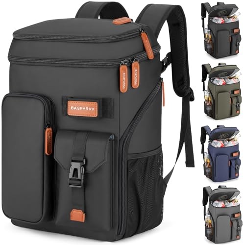 Insulated Cooler Backpack,33/45 Cans Multifunctional Double Deck 33Can Black