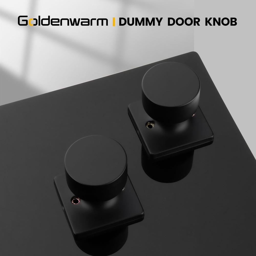 Matte Black Dummy Door Knobs No-Function, Single-Side Black Door Knobs for Ha...