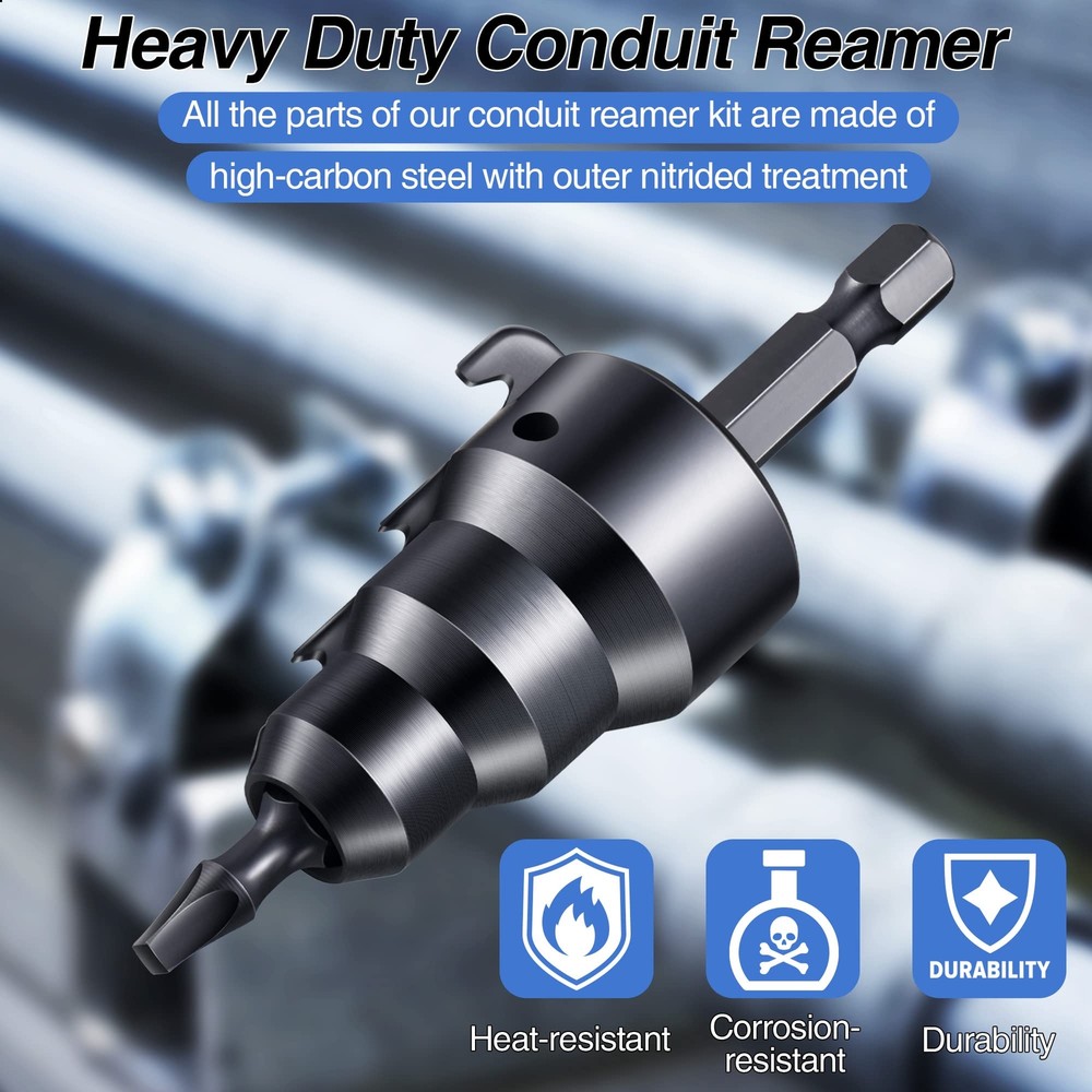 1/2'' 3/4'' Power Conduit Reamer Tools Kit Includes 3 Reamer Replacement Blades