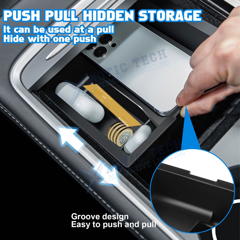 For Tesla Model3/Y Center Console Organizer Tray Hidden Cubby Drawer Storage Box