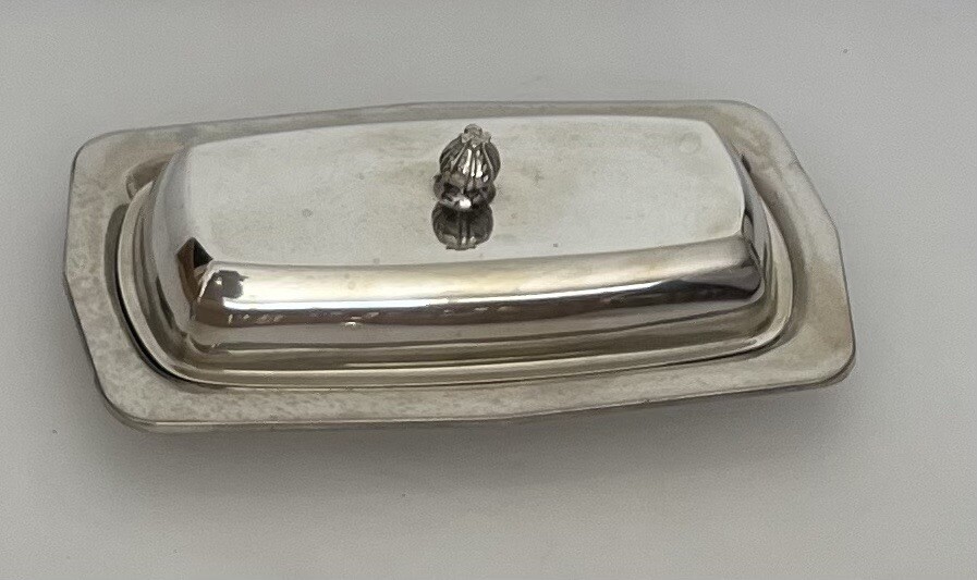 Vintage Silver Plate Covered Butter Dish with Glass Insert Commonwealth Silver