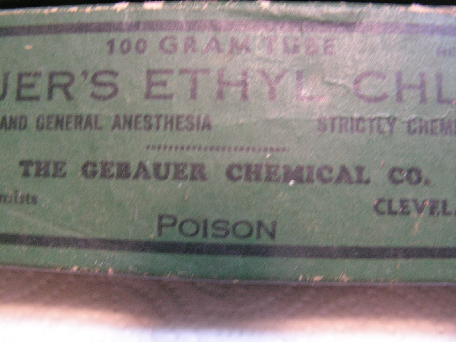 Vintage Gebauer's Ethyl Chloride 100g Tube In Box. TUBE VERY GOOD BOX WORN!