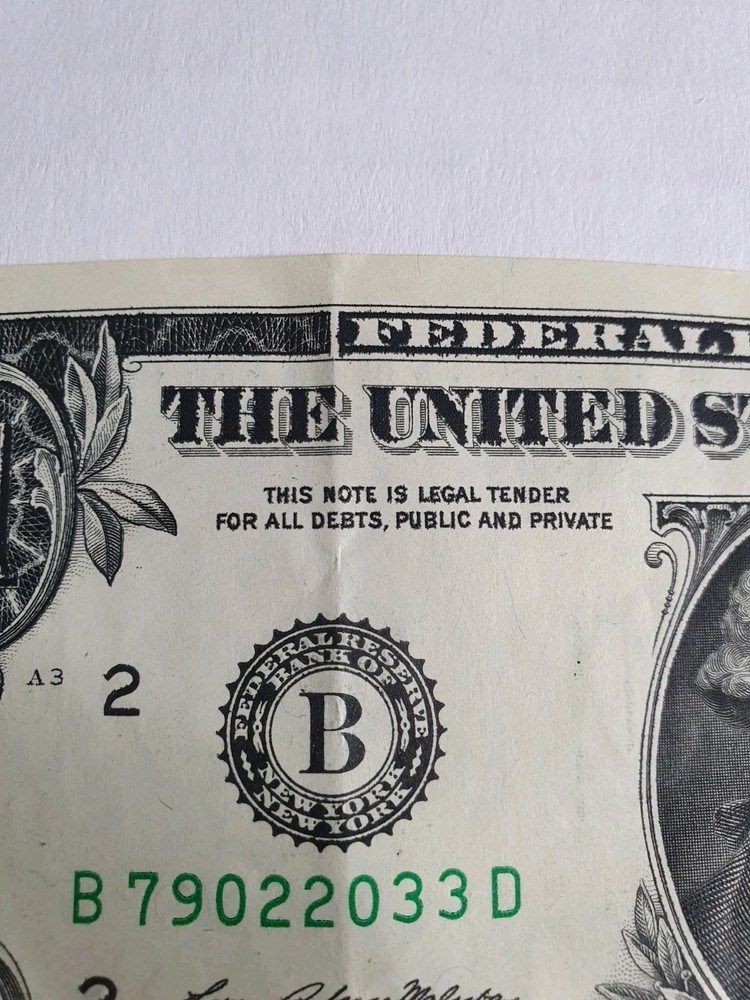 US One Dollar Bill Currency Ink Bleed Front ERROR 2021 Circulated