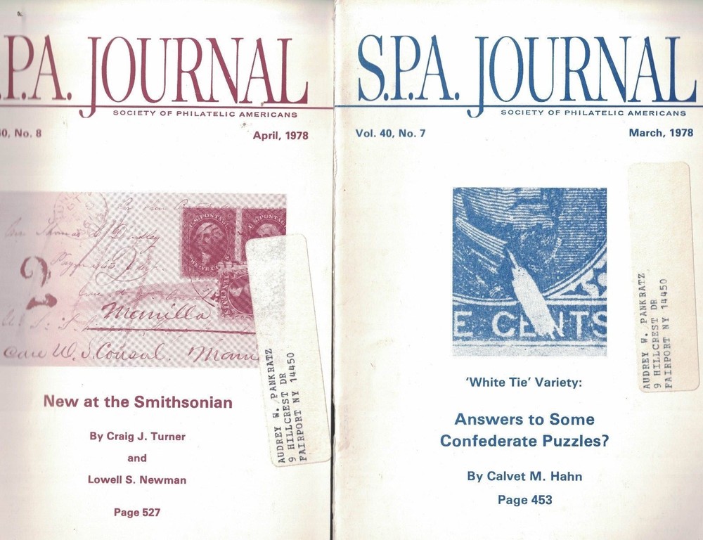 SPA Journal 1978 Full Year Stamps Confederate McKinley Error