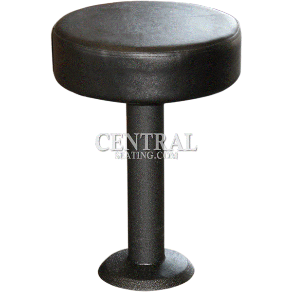 Bolt Down Restaurant Bar Stool with Black Vinyl Round Cushion -18" Dining Height