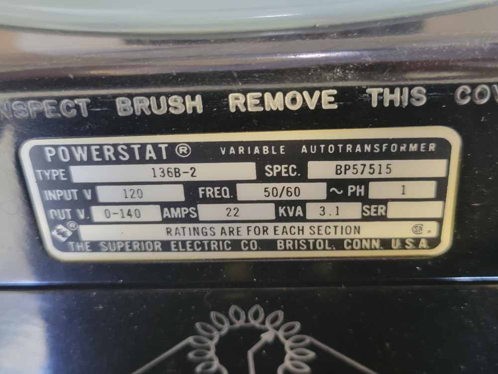 Superior Electric 136B-2 Double Powerstat Variable Autotransformer