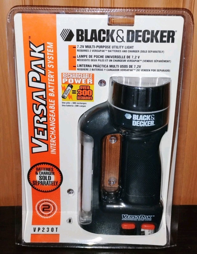 VTG Black & Decker 7.2 Volt Versa Pak Multi Purpose Utility Flashlight VP230T