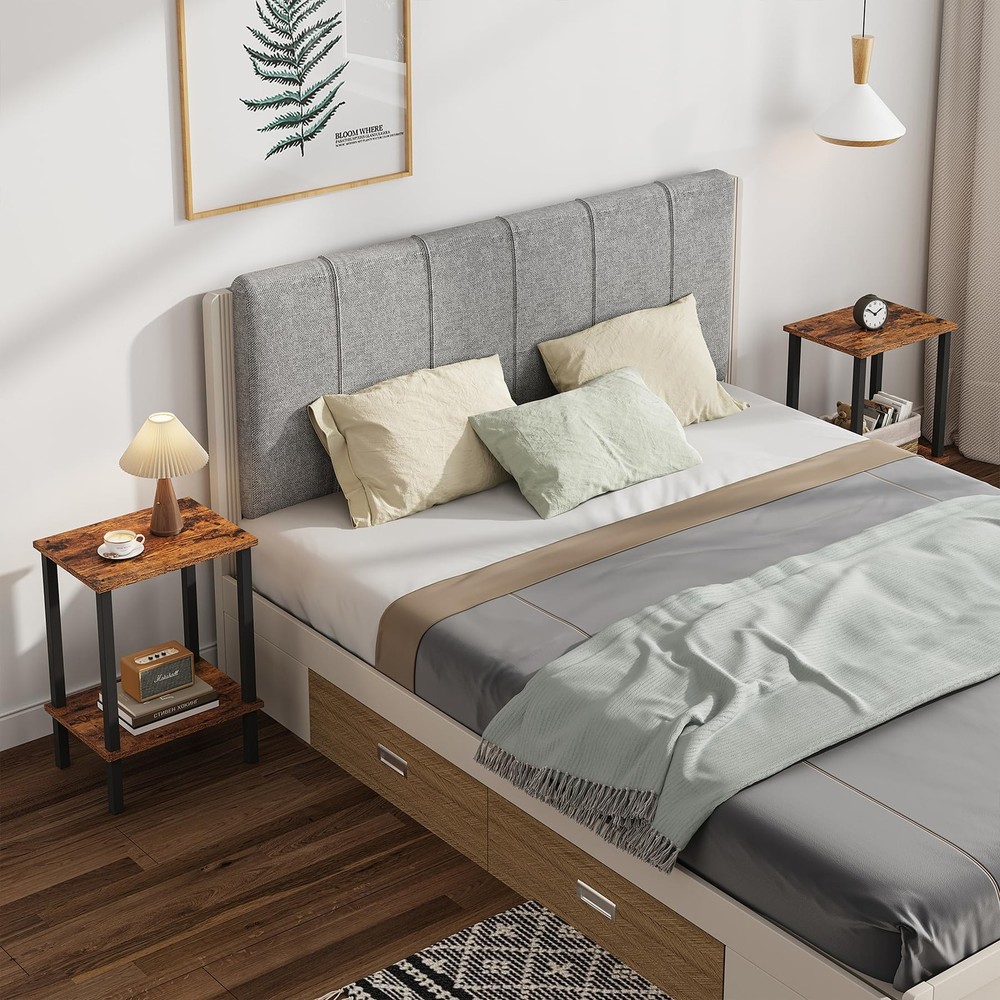 End Table, Side Table, Nightstand, 2-Tier Storage Shelf, Sofa Side Table for ...