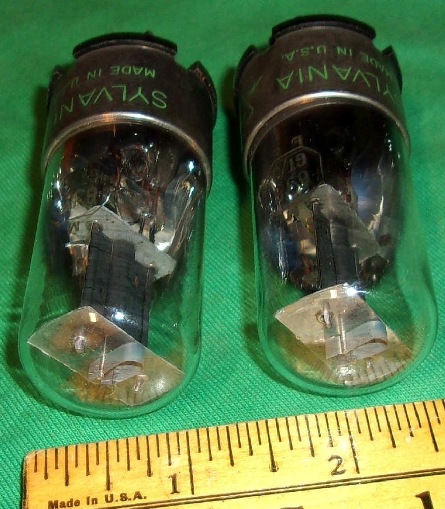 (2) SYLVANIA 6J5GT Audio Triodes Same Codes! Metal Base! Black Plates!