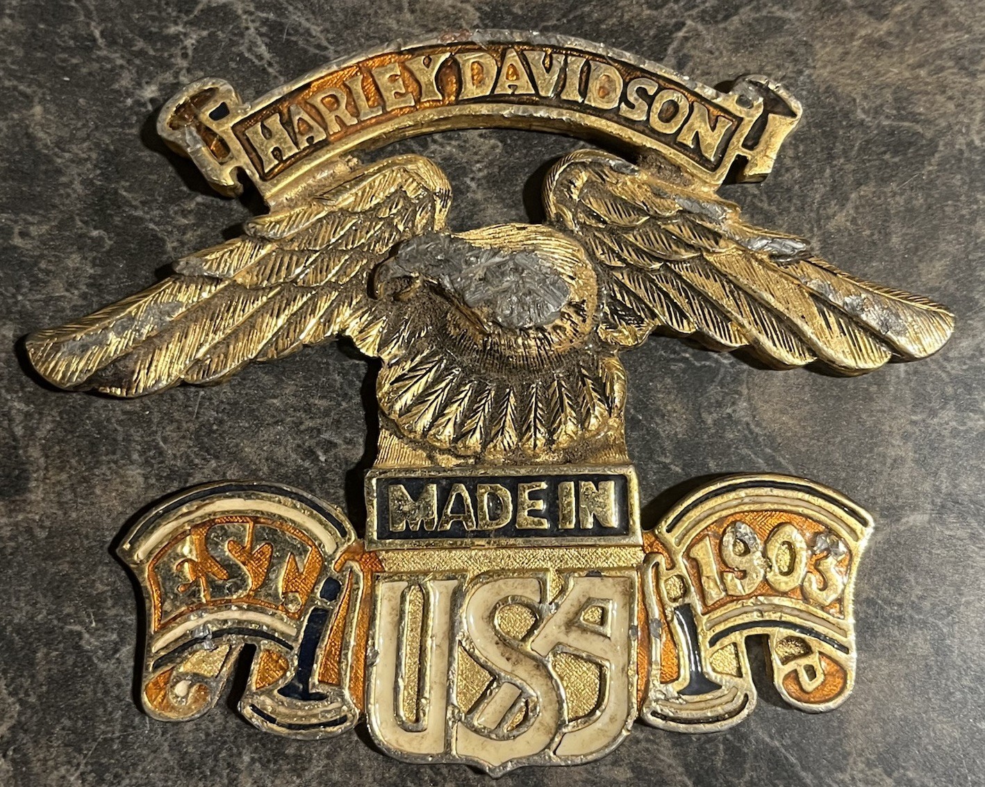 Vintage Damaged Harley Davidson Sissy Bar? Tank Badge Emblem Eat 1903 Eagle Part