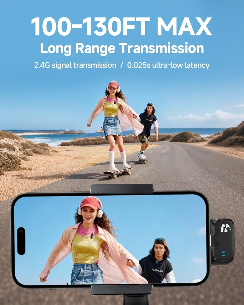 2 Pack Wireless lavalier Microphone,Mini Microphone (Lightning/USB Black Small