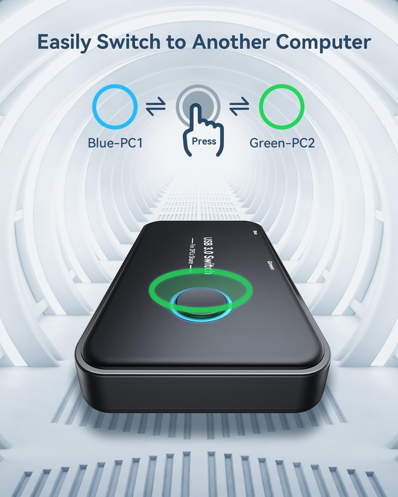 USB 3.0 Switch, KVM Switch Selector 2 Computers Sharing 4 Devices KVM Switche...