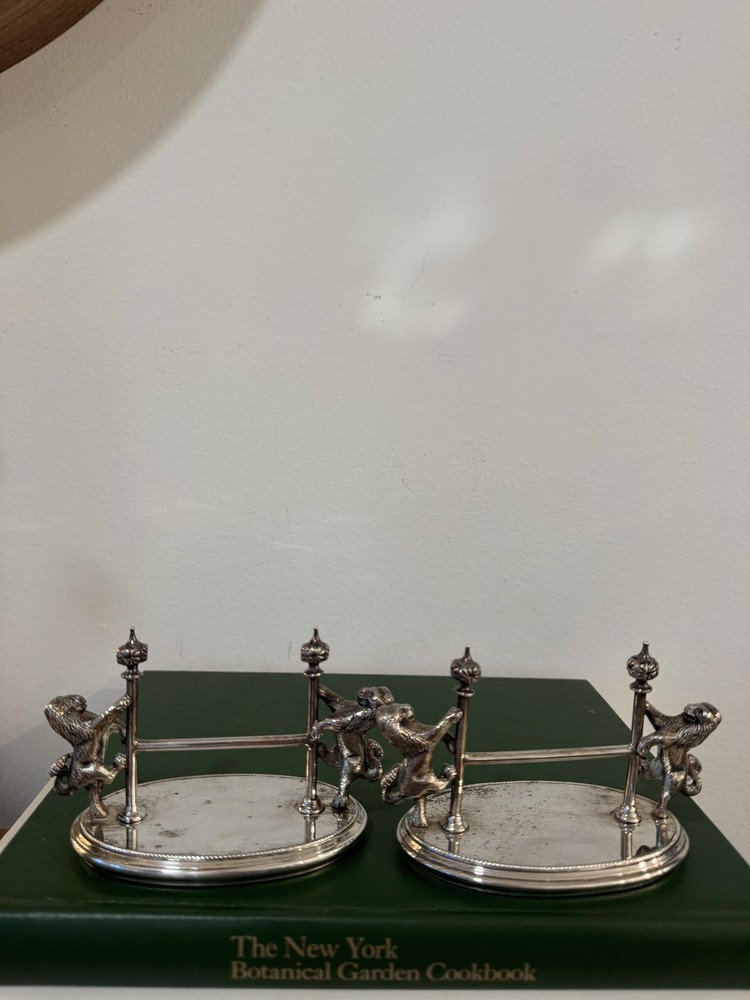 Pair of Vintage Silver Plate Lion Crest Knife Rests